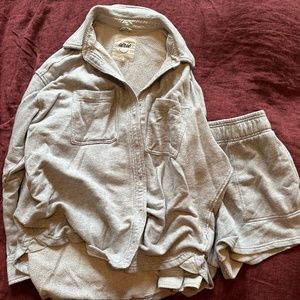Aerie LumberJane Fleece Shirt and Short Set